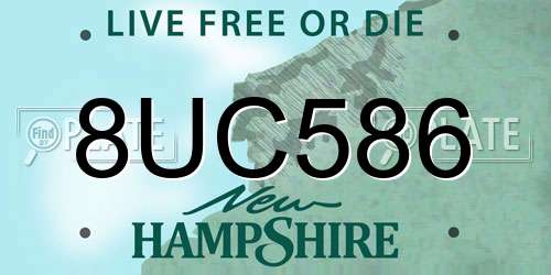 8UC586 New Hampshire License Plate