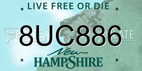 8UC886 New Hampshire License Plate