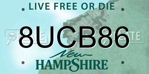 8UCB86 New Hampshire License Plate
