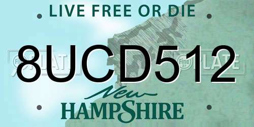 8UCD512 New Hampshire License Plate