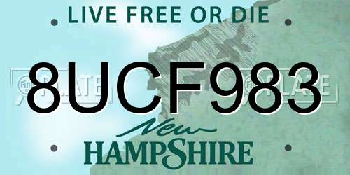 8UCF983 New Hampshire License Plate