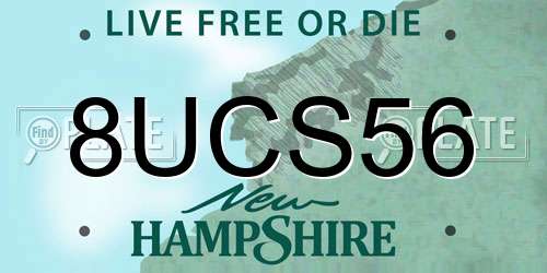 8UCS56 New Hampshire License Plate