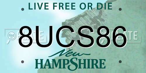 8UCS86 New Hampshire License Plate