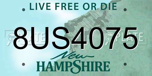 8US4075 New Hampshire License Plate