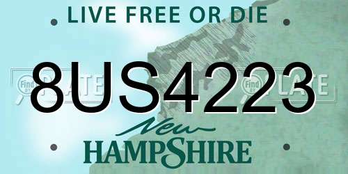 8US4223 New Hampshire License Plate