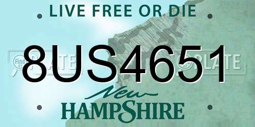 8US4651 New Hampshire License Plate