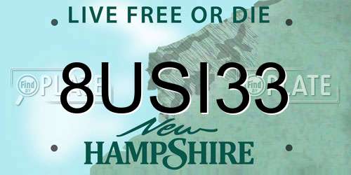 8USI33 New Hampshire License Plate