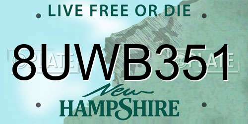 8UWB351 New Hampshire License Plate