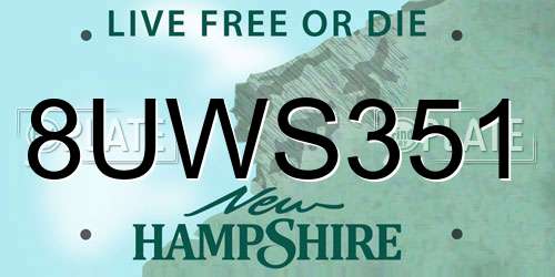 8UWS351 New Hampshire License Plate