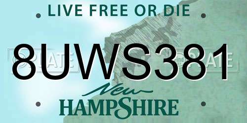 8UWS381 New Hampshire License Plate