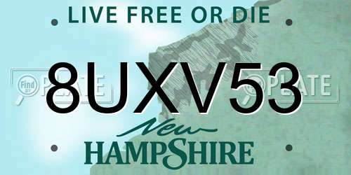 8UXV53 New Hampshire License Plate