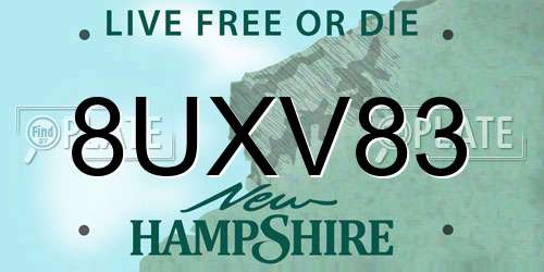 8UXV83 New Hampshire License Plate