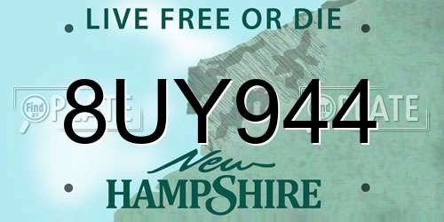 8UY944 New Hampshire License Plate