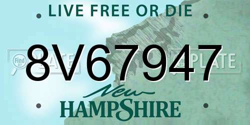 8V67947 New Hampshire License Plate