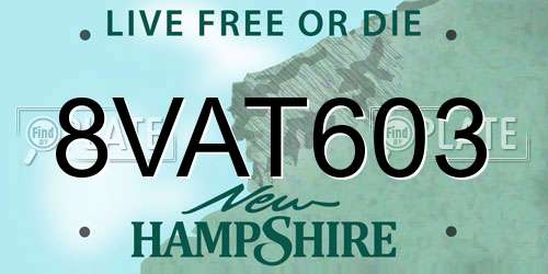 8VAT603 New Hampshire License Plate