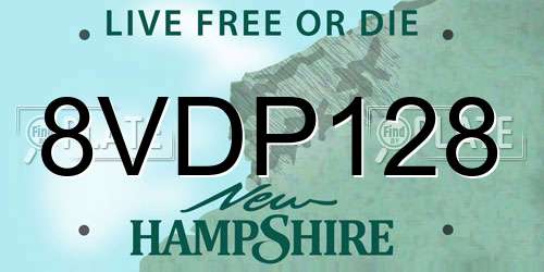 8VDP128 New Hampshire License Plate