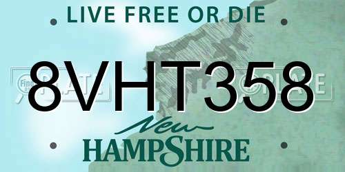 8VHT358 New Hampshire License Plate