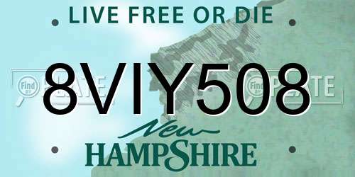 8VIY508 New Hampshire License Plate