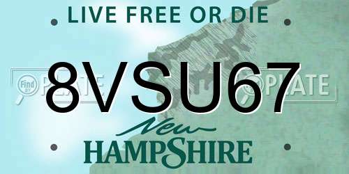 8VSU67 New Hampshire License Plate