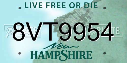 8VT9954 New Hampshire License Plate