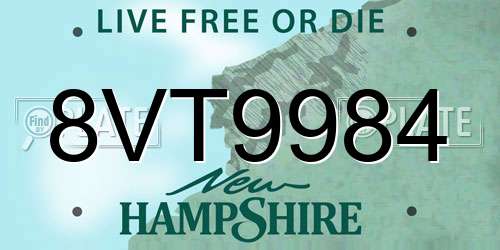 8VT9984 New Hampshire License Plate