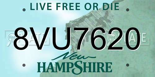 8VU7620 New Hampshire License Plate