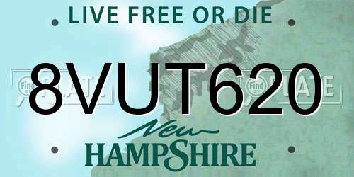 8VUT620 New Hampshire License Plate