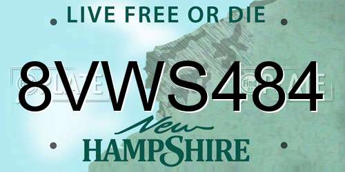 8VWS484 New Hampshire License Plate
