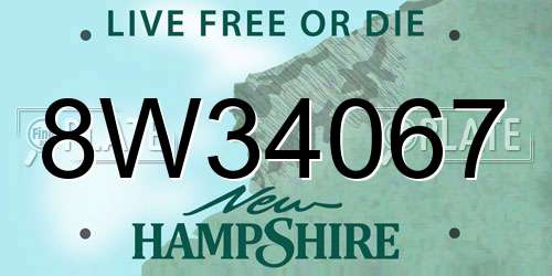 8W34067 New Hampshire License Plate