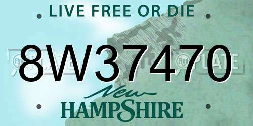 8W37470 New Hampshire License Plate