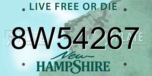 8W54267 New Hampshire License Plate