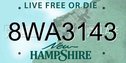 8WA3143 New Hampshire License Plate