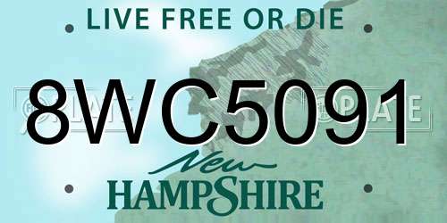 8WC5091 New Hampshire License Plate