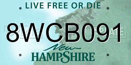 8WCB091 New Hampshire License Plate