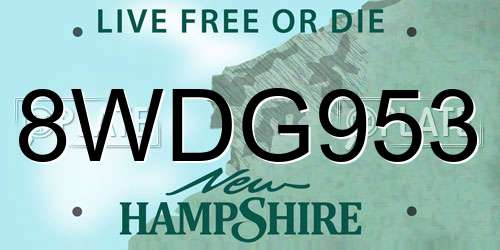 8WDG953 New Hampshire License Plate