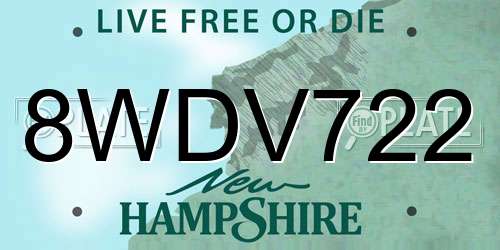 8WDV722 New Hampshire License Plate