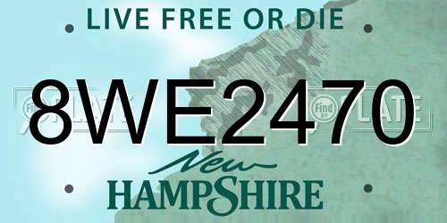 8WE2470 New Hampshire License Plate