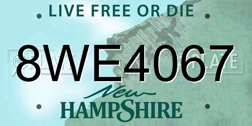 8WE4067 New Hampshire License Plate