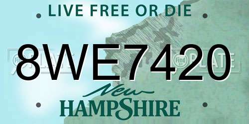 8WE7420 New Hampshire License Plate