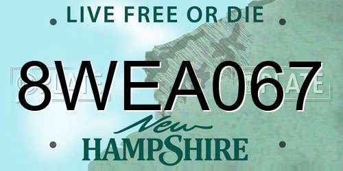 8WEA067 New Hampshire License Plate