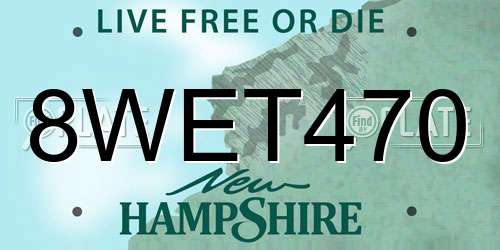 8WET470 New Hampshire License Plate