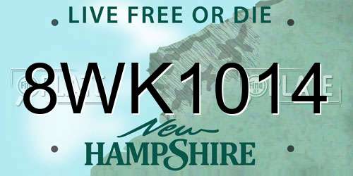 8WK1014 New Hampshire License Plate