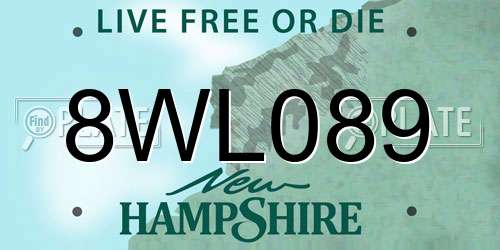 8WL089 New Hampshire License Plate