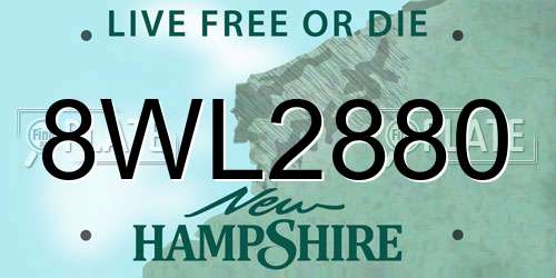 8WL2880 New Hampshire License Plate