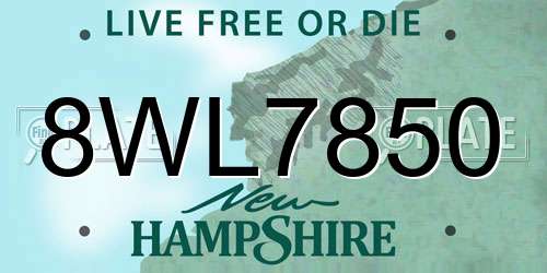 8WL7850 New Hampshire License Plate