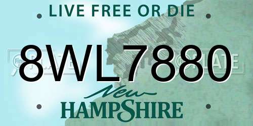 8WL7880 New Hampshire License Plate