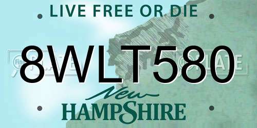 8WLT580 New Hampshire License Plate