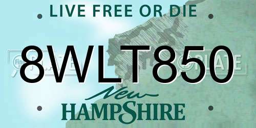 8WLT850 New Hampshire License Plate