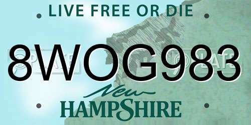 8WOG983 New Hampshire License Plate