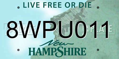 8WPU011 New Hampshire License Plate